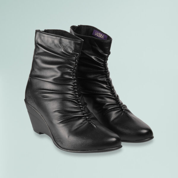 Ruched Ankle-Length Boots with Zip Closure – Lazera Shoes