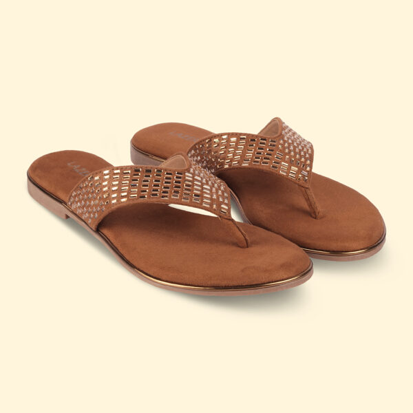 Brown Gabine Leather Thong Sandals - CHARLES & KEITH IN